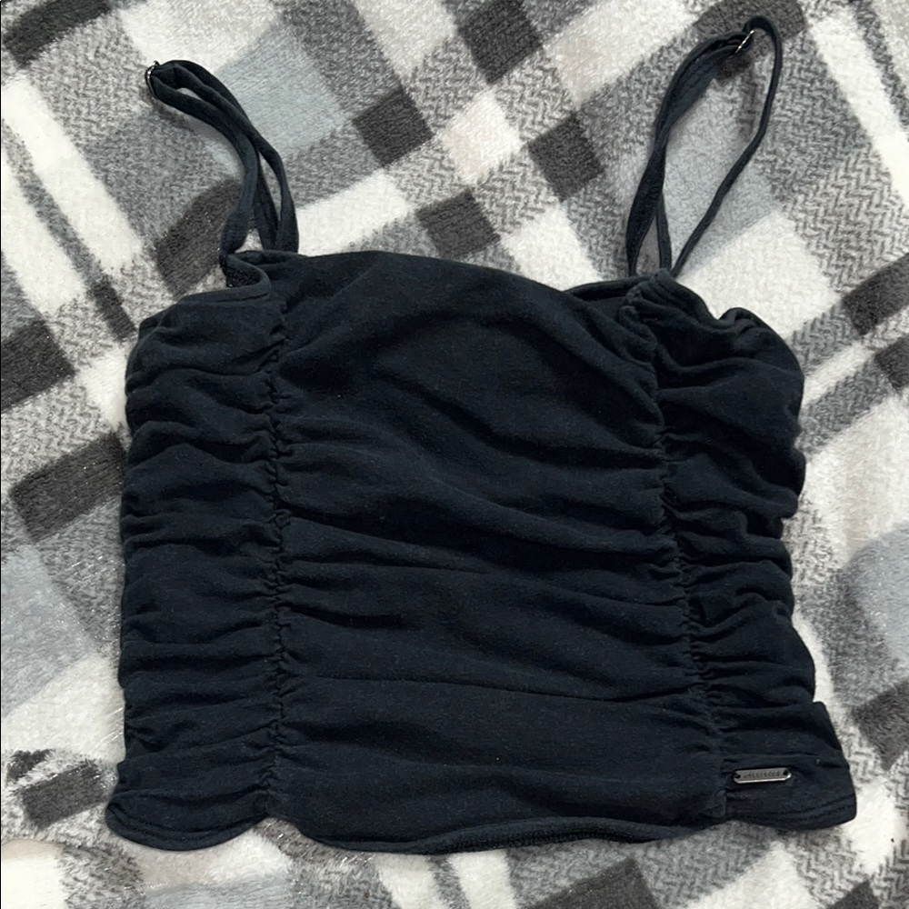 Black Ruched Women's Crop Top